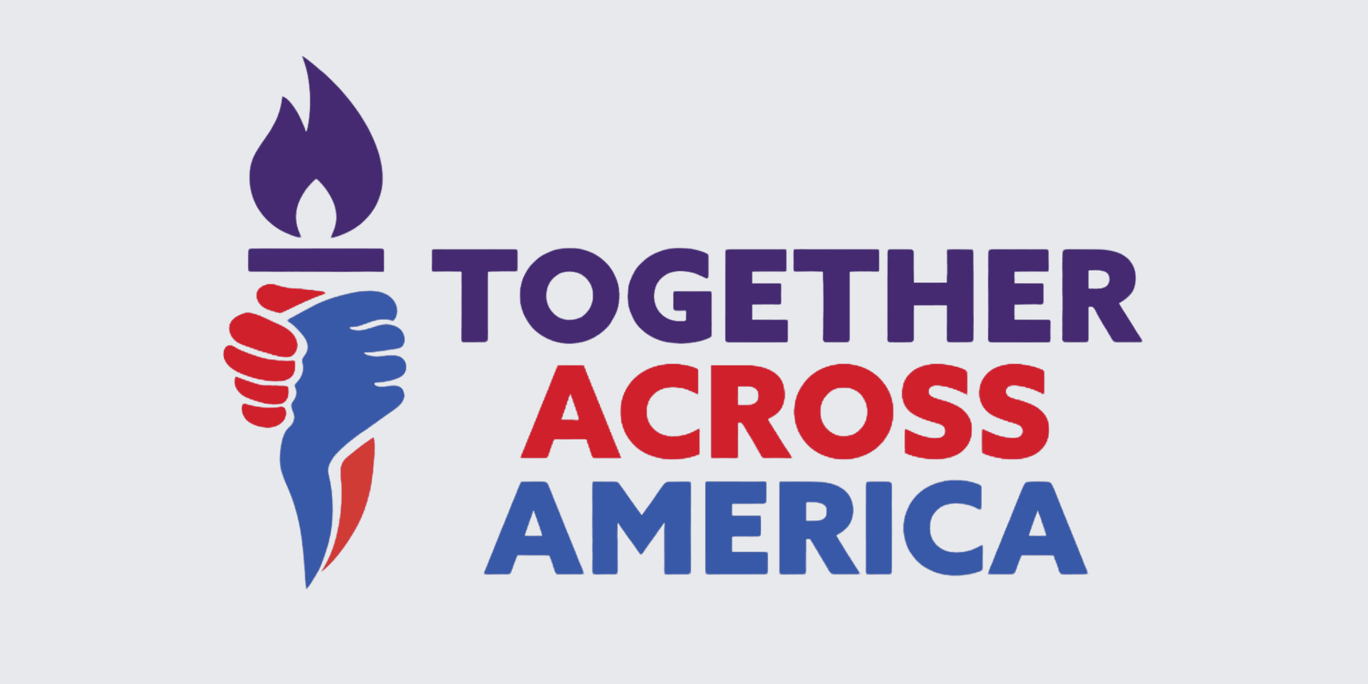 Logo featuring a torch and hands, representing unity and cooperation across America