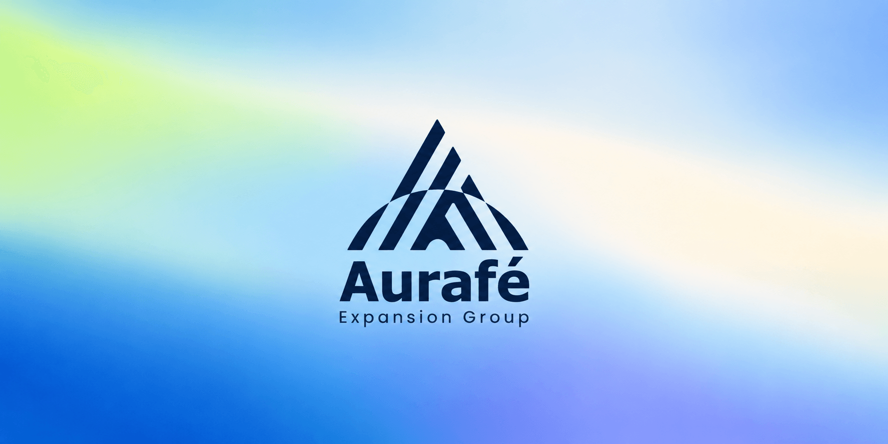 Logo of Aurafé Expansion Group on a gradient blue and green background