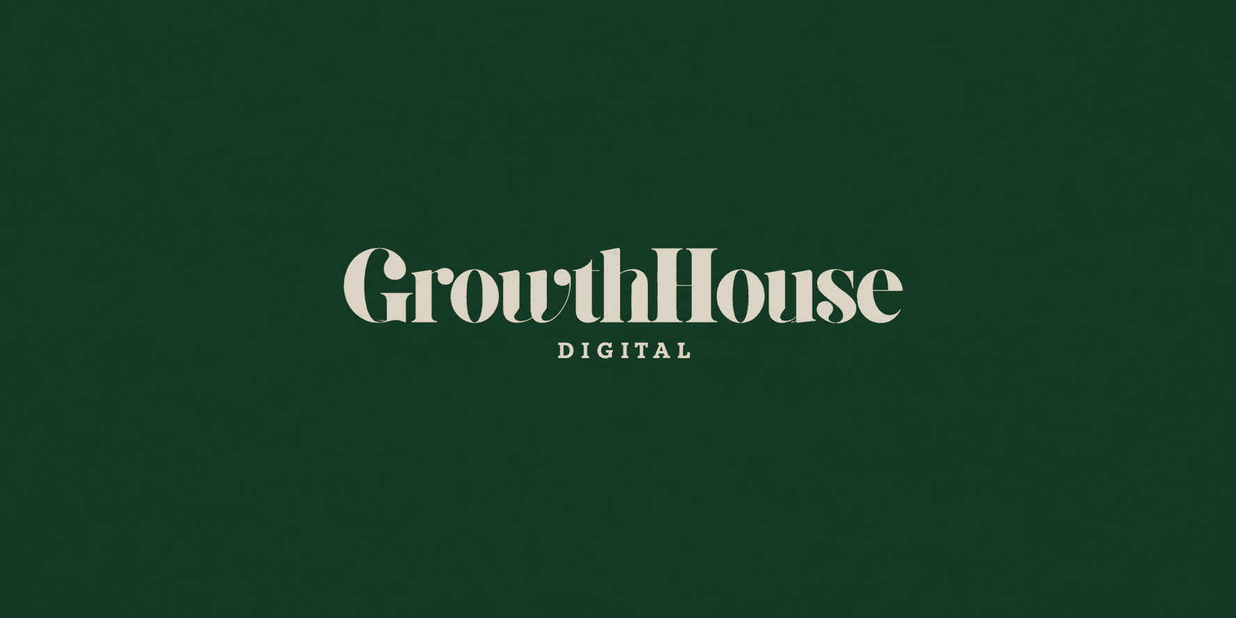 Logo for GrowthHouse Digital in white text on a dark green background