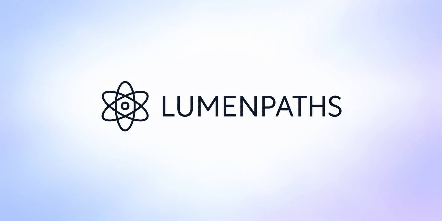 Logo for LumenPaths with an abstract atomic design and modern typography