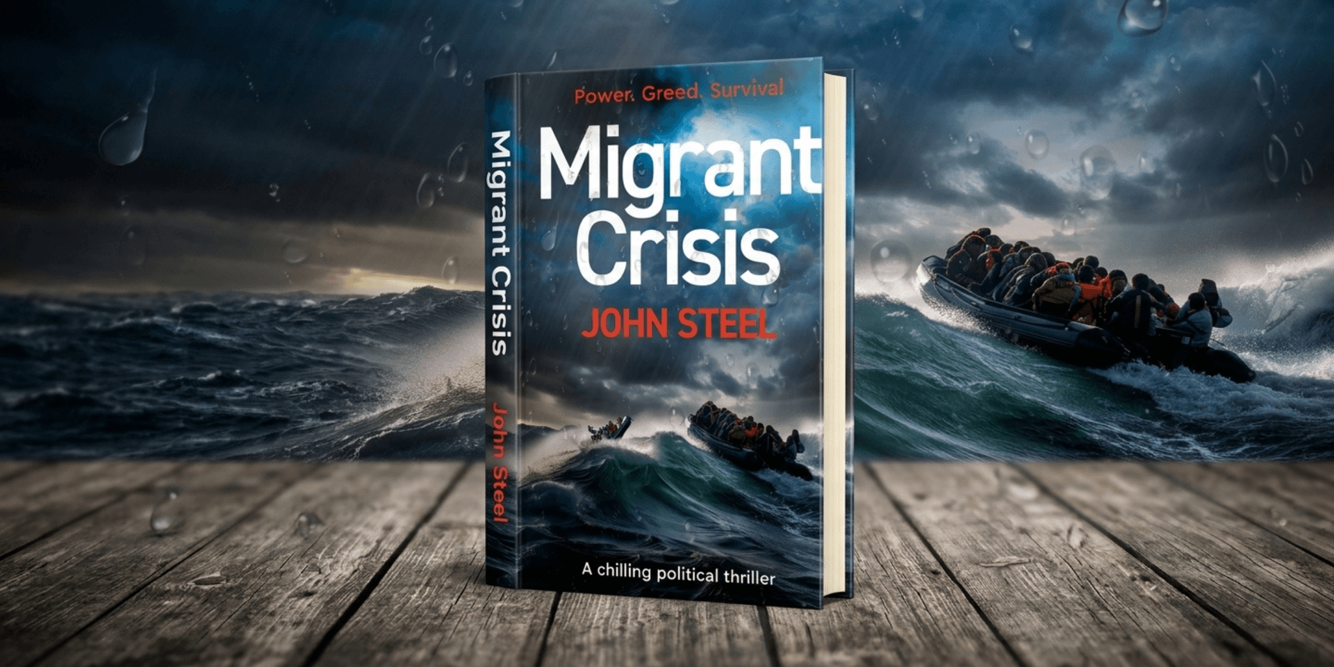 Book cover of "Migrant Crisis" by John Steel with dark stormy sea background